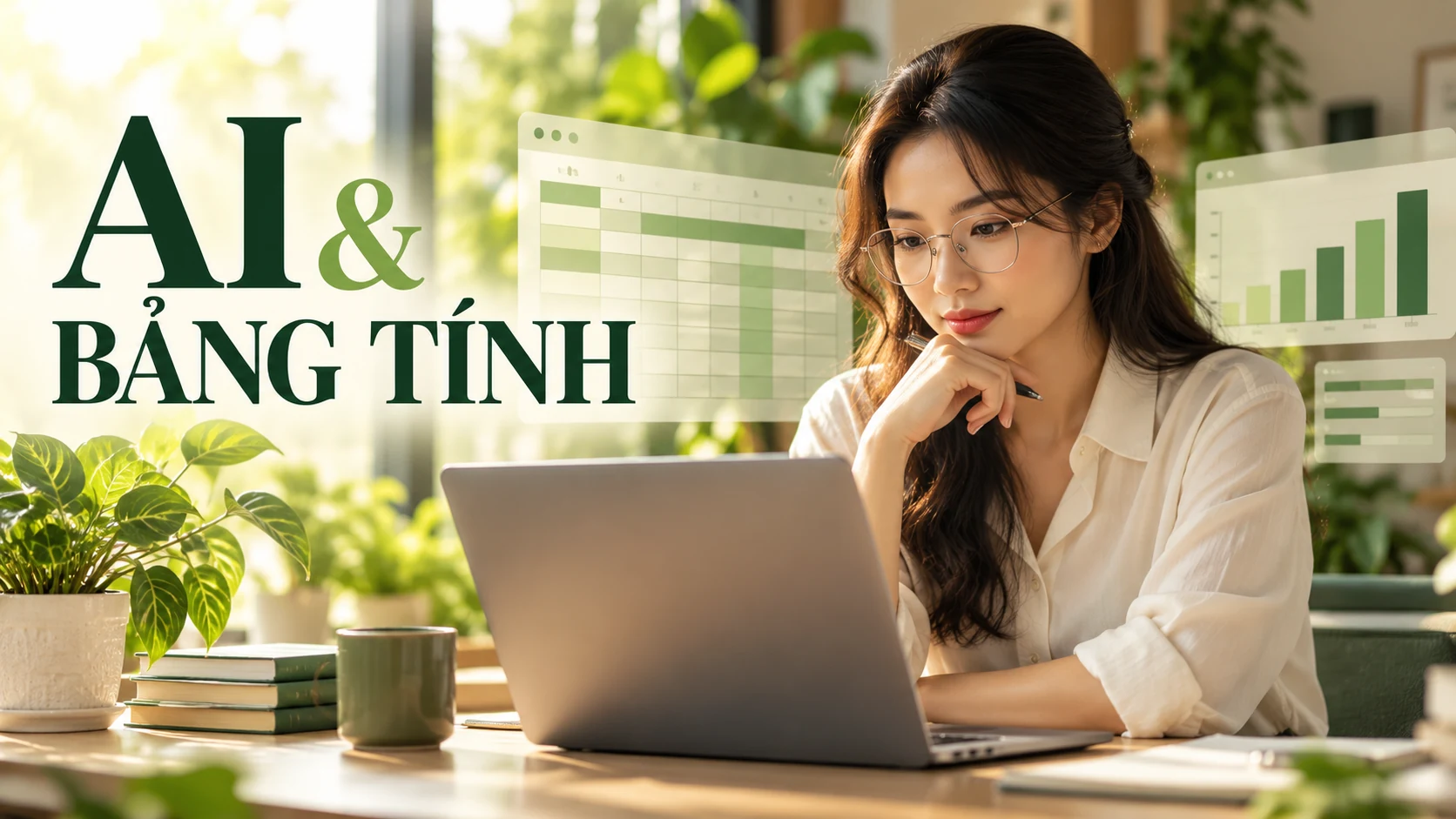 Chuyên viên kiểm tra bảng tính và biểu đồ với sự hỗ trợ của AI