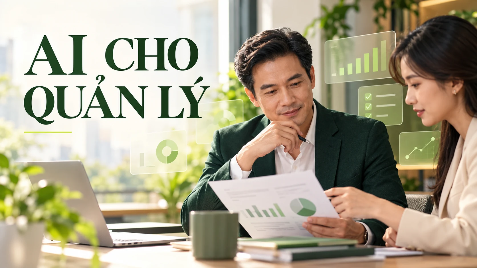 Nhà quản lý xem báo cáo và lựa chọn công việc thử nghiệm AI cùng đội ngũ