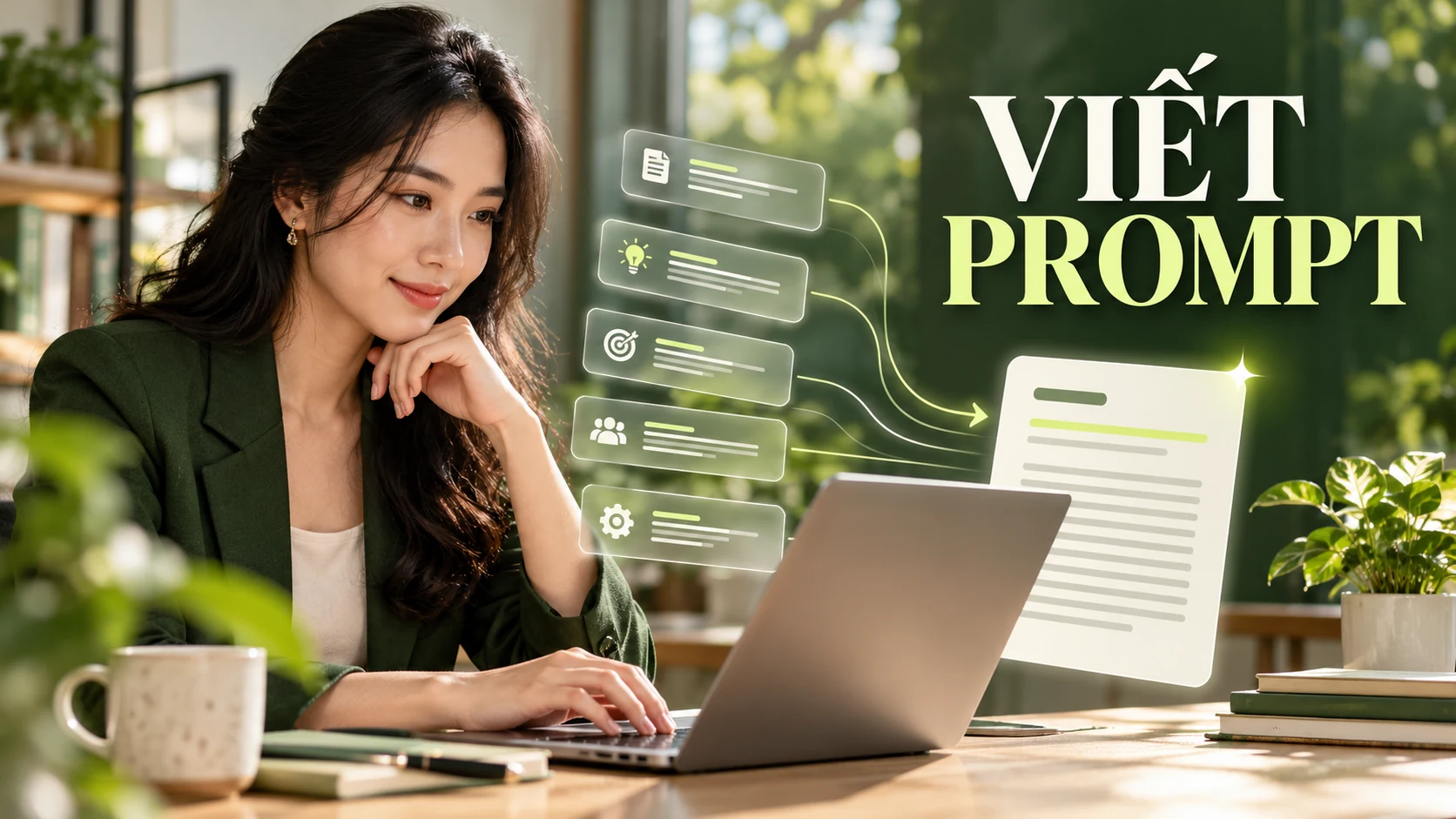 Nhân viên xây dựng yêu cầu AI từ mục tiêu, ngữ cảnh và định dạng đầu ra